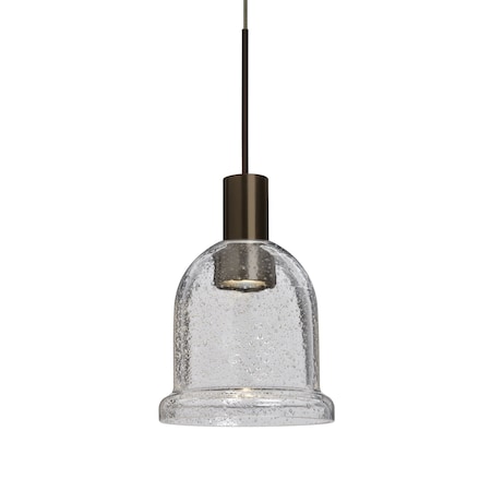 Besa Lighting Kiba Cord Pendant, Clear Bubble, Bronze Finish, 1x3W LED 1XT-KIBACL-LED-BR